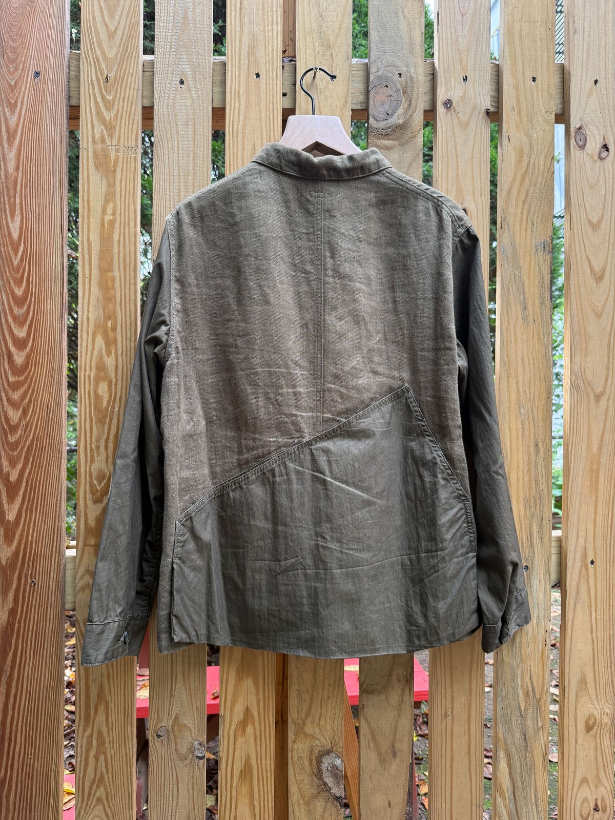 Photo by tlmader on September 27, 2025 of the Kapital Ringoman Coverall in Khaki Linen Chino Cloth x Garbadine.