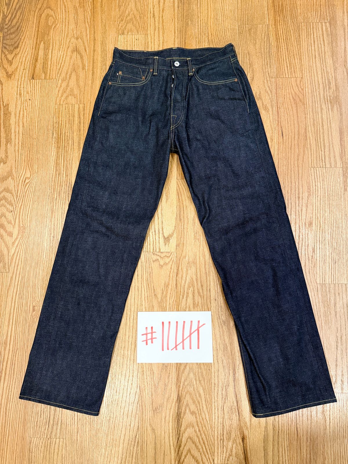 Photo by tlmader on August 30, 2025 of the Atlantic Standard Ted’s Special Wide Straight in AS016 13oz Sanforized 3x1 Right Hand Selvage Denim.