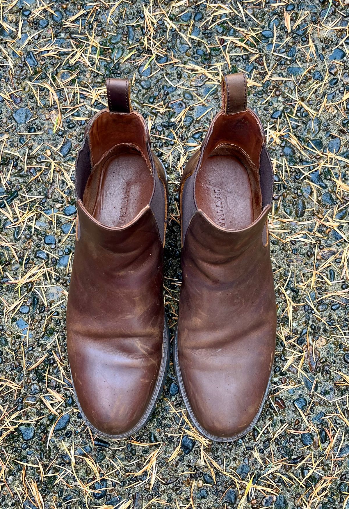 Photo by jenr.l.good on December 2, 2023 of the Patina Welted Chelsea Boot in Canyon Full Grain.
