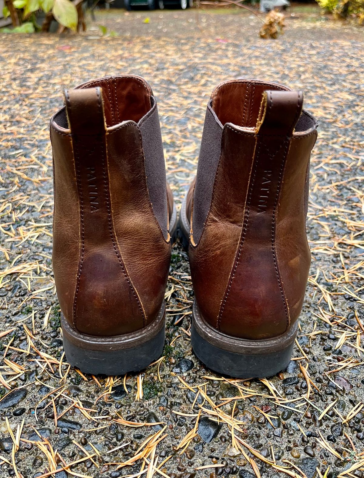 Photo by jenr.l.good on December 2, 2023 of the Patina Welted Chelsea Boot in Canyon Full Grain.