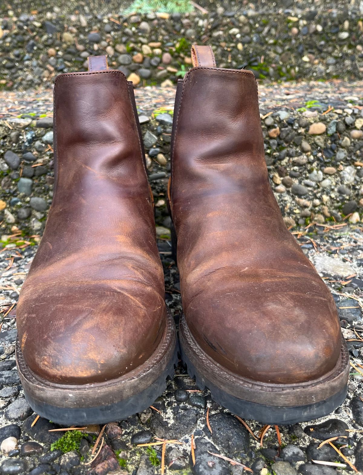 Photo by jenr.l.good on January 1, 2024 of the Patina Welted Chelsea Boot in Canyon Full Grain.