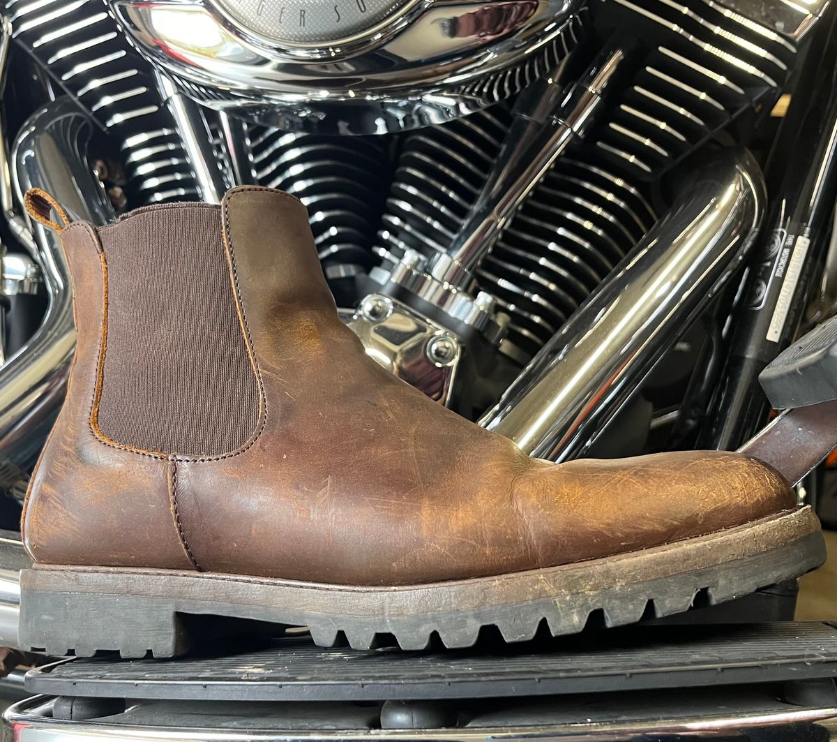 Photo by jenr.l.good on March 4, 2024 of the Patina Welted Chelsea Boot in Canyon Full Grain.