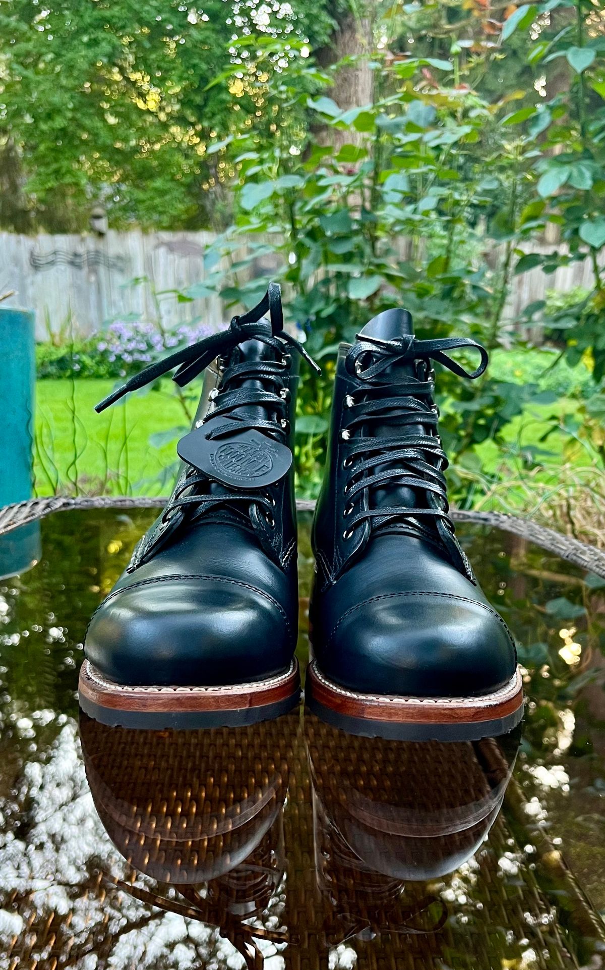Photo by jenr.l.good on October 2, 2022 of the Wolverine 1000 Mile Cap-Toe Boot in Horween Black Chromexcel.