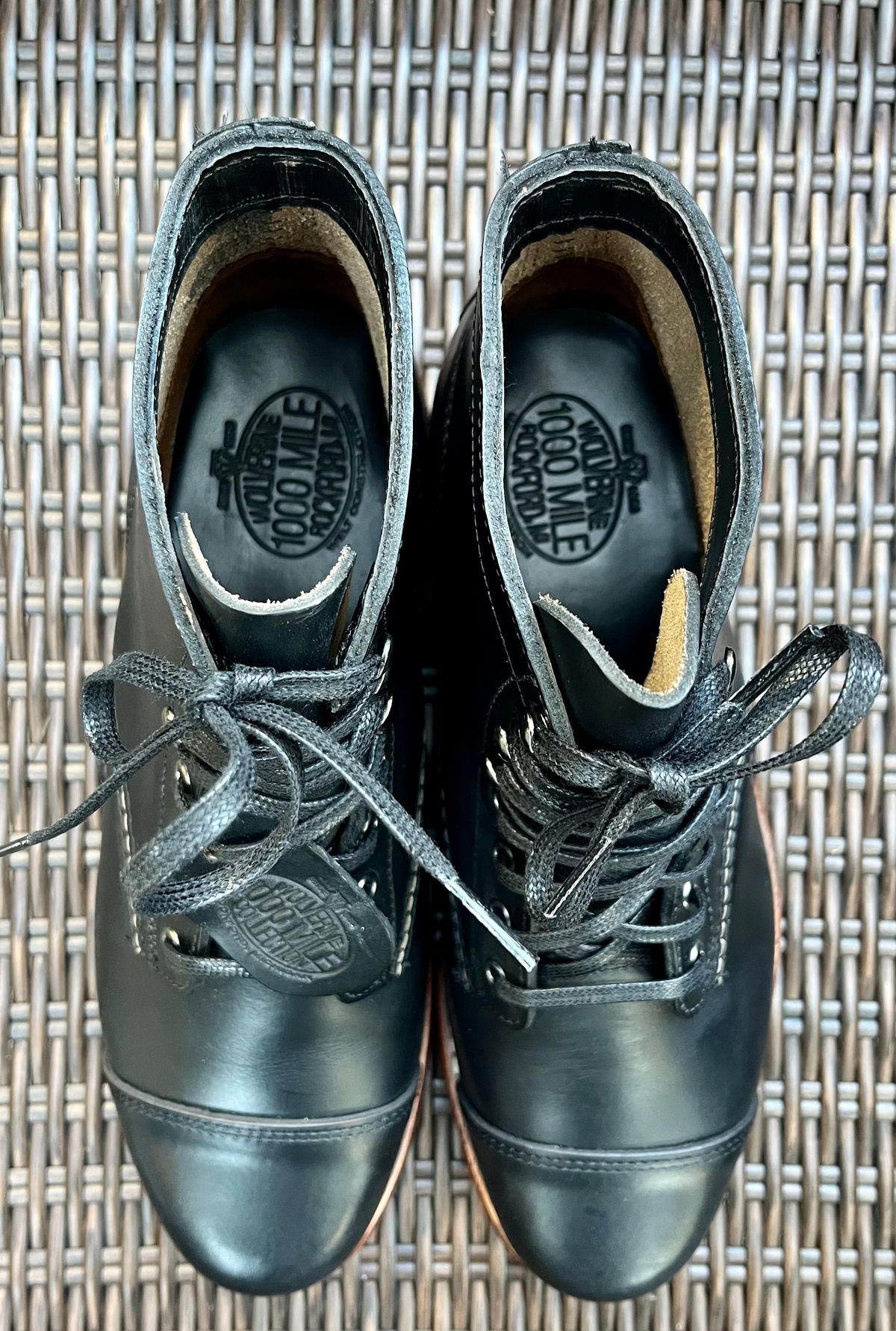 Photo by jenr.l.good on October 2, 2022 of the Wolverine 1000 Mile Cap-Toe Boot in Horween Black Chromexcel.