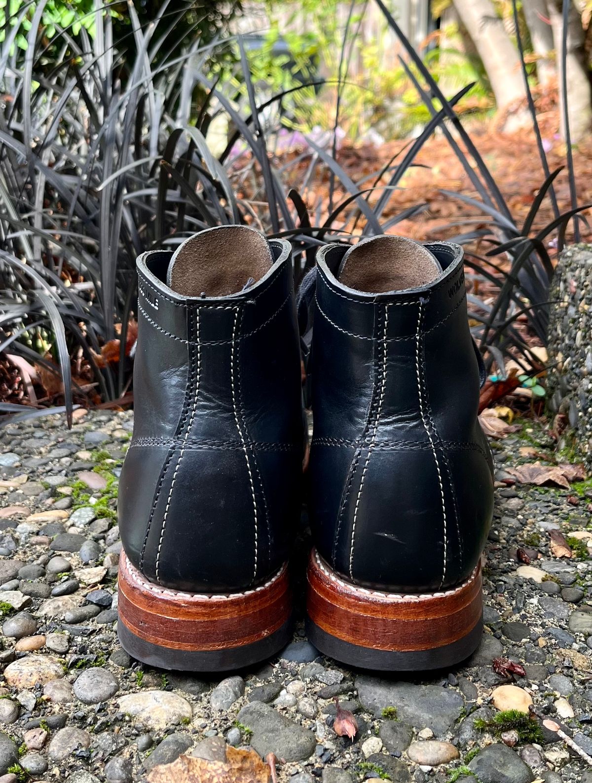 Photo by jenr.l.good on November 1, 2022 of the Wolverine 1000 Mile Cap-Toe Boot in Horween Black Chromexcel.