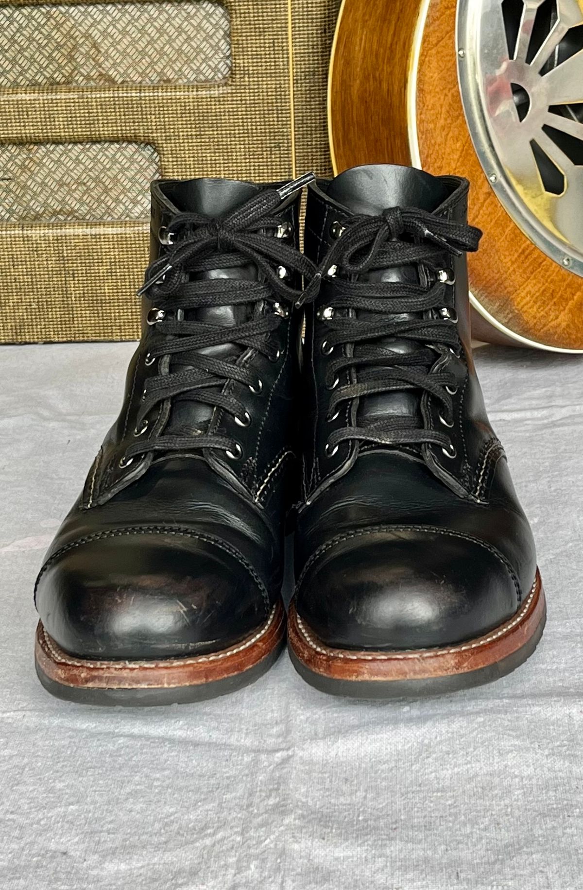 Photo by jenr.l.good on January 3, 2023 of the Wolverine 1000 Mile Cap-Toe Boot in Horween Black Chromexcel.