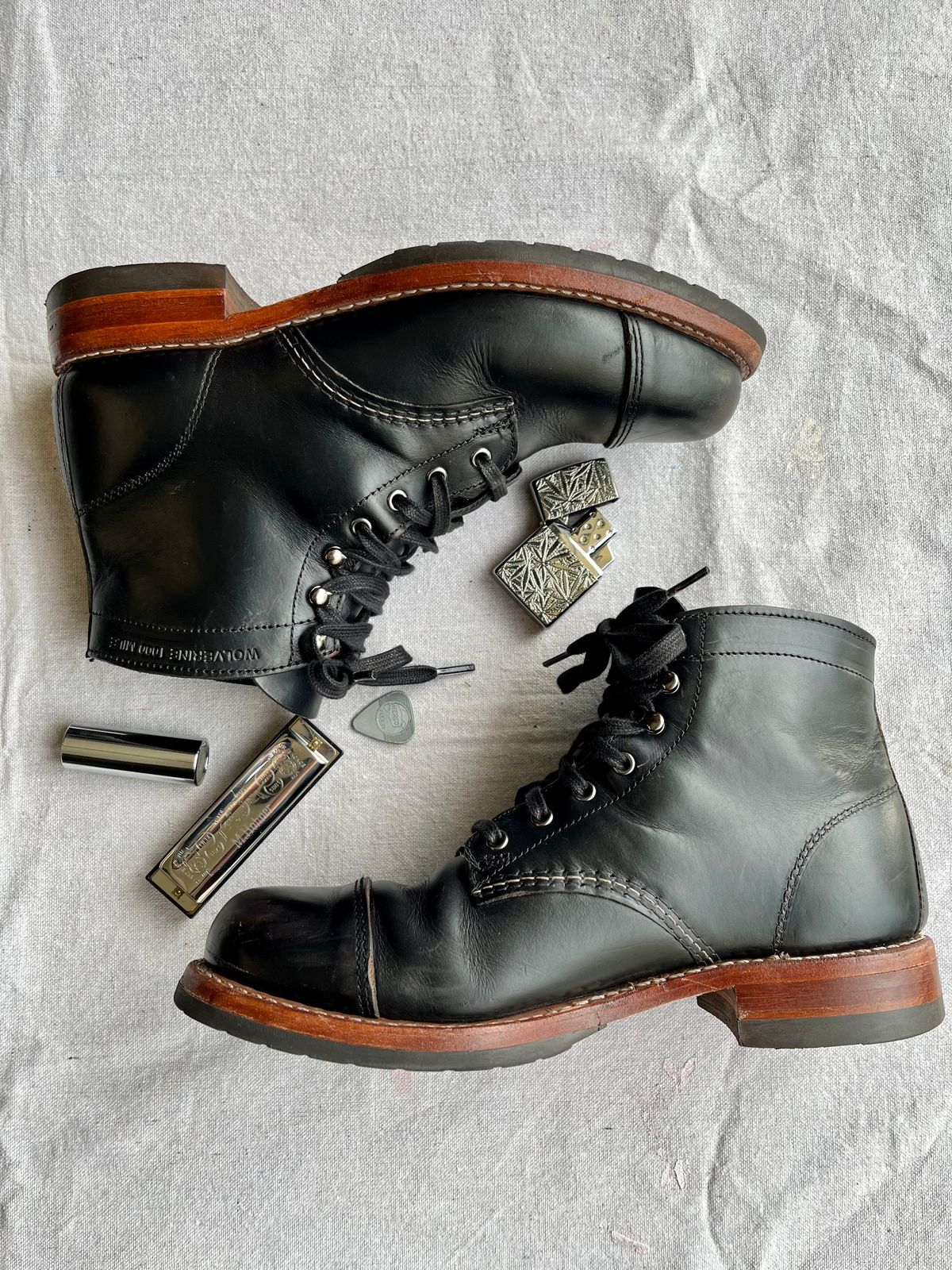 Photo by jenr.l.good on January 3, 2023 of the Wolverine 1000 Mile Cap-Toe Boot in Horween Black Chromexcel.