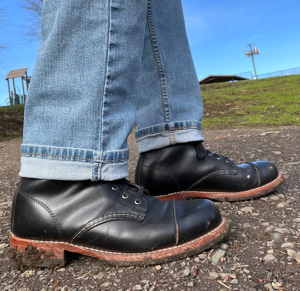 Photo by jenr.l.good on February 1, 2023 of the Wolverine 1000 Mile Cap-Toe Boot in Horween Black Chromexcel.