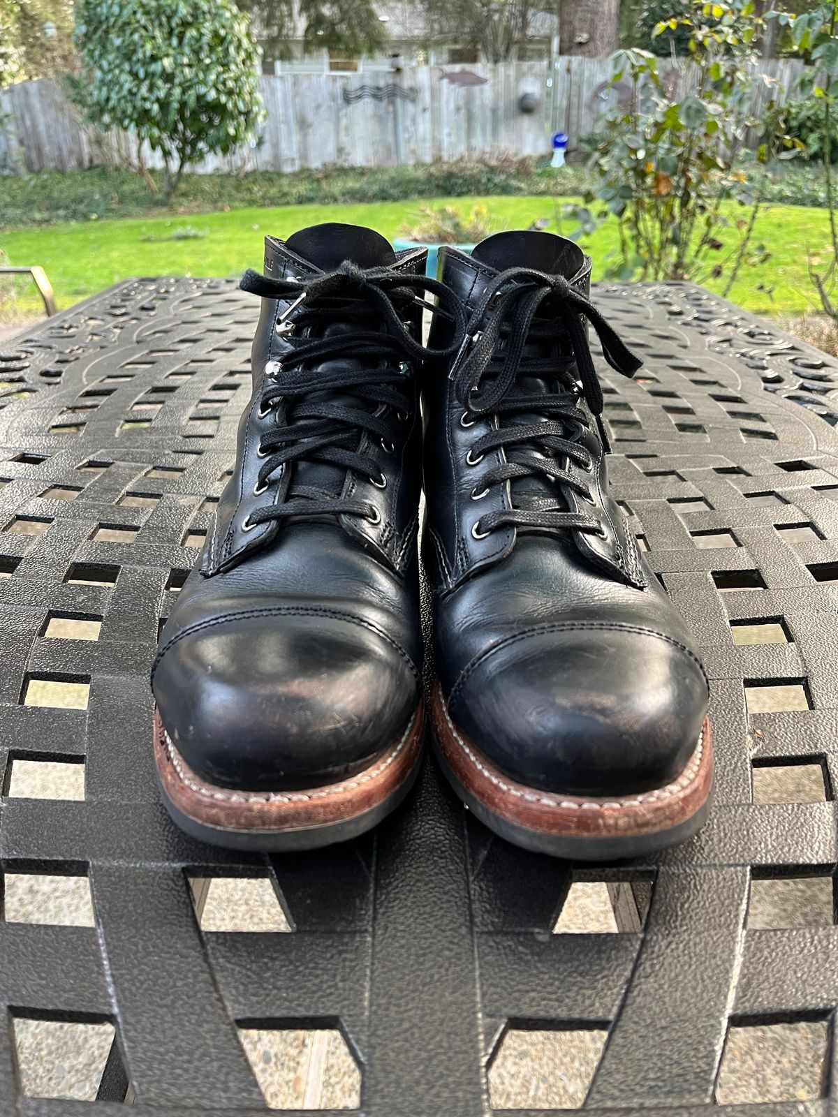 Photo by jenr.l.good on February 1, 2023 of the Wolverine 1000 Mile Cap-Toe Boot in Horween Black Chromexcel.