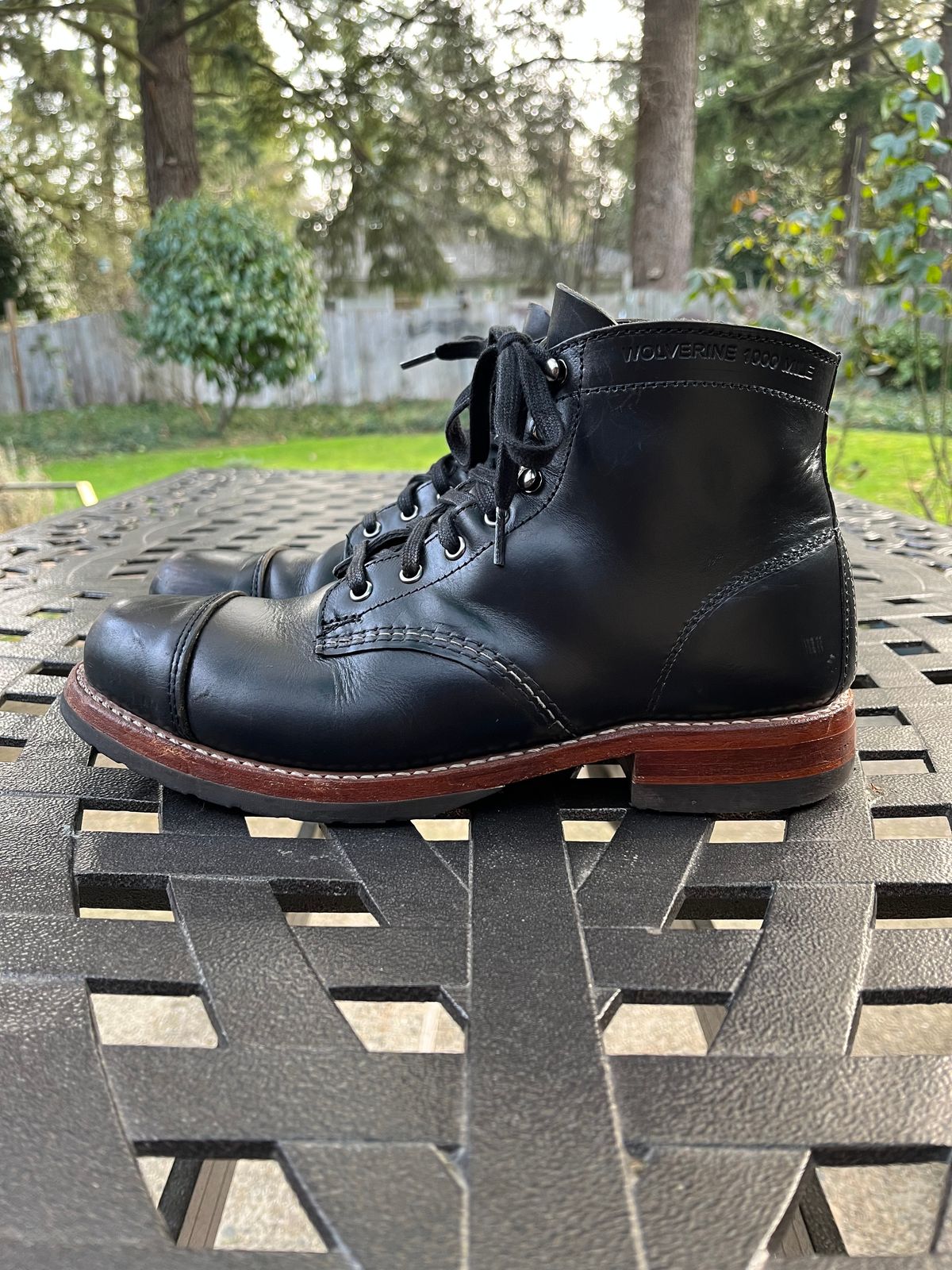 Photo by jenr.l.good on February 1, 2023 of the Wolverine 1000 Mile Cap-Toe Boot in Horween Black Chromexcel.