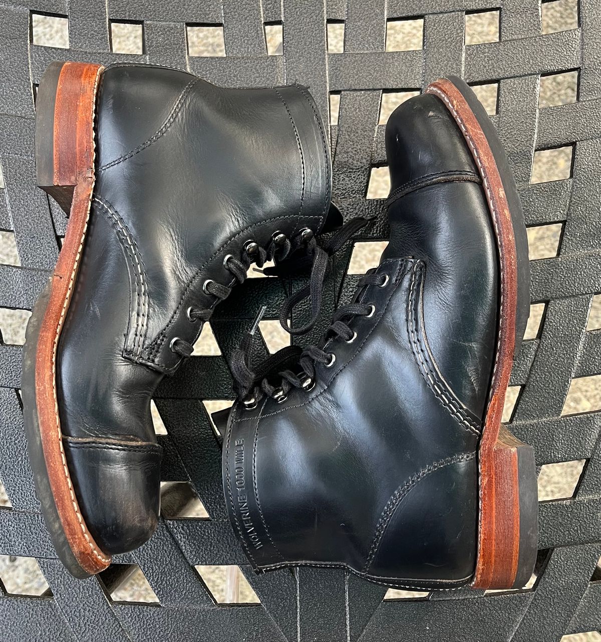 Photo by jenr.l.good on February 1, 2023 of the Wolverine 1000 Mile Cap-Toe Boot in Horween Black Chromexcel.