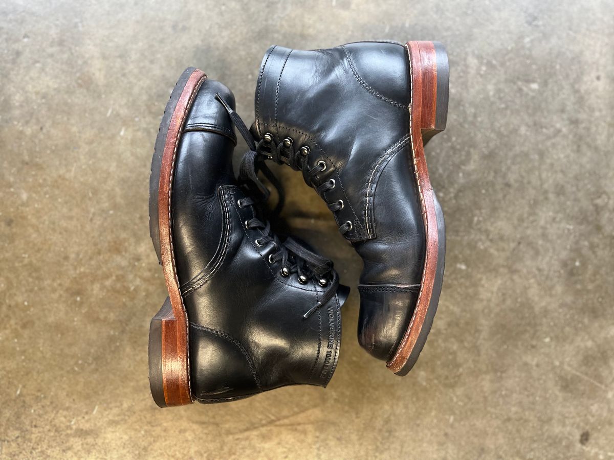 Photo by jenr.l.good on March 2, 2023 of the Wolverine 1000 Mile Cap-Toe Boot in Horween Black Chromexcel.