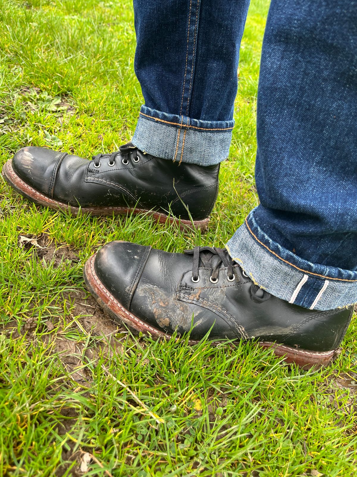 Photo by jenr.l.good on April 3, 2023 of the Wolverine 1000 Mile Cap-Toe Boot in Horween Black Chromexcel.