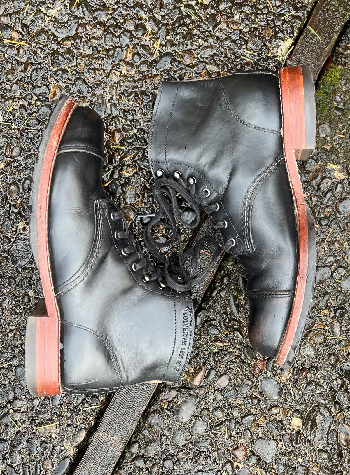 Photo by jenr.l.good on April 3, 2023 of the Wolverine 1000 Mile Cap-Toe Boot in Horween Black Chromexcel.