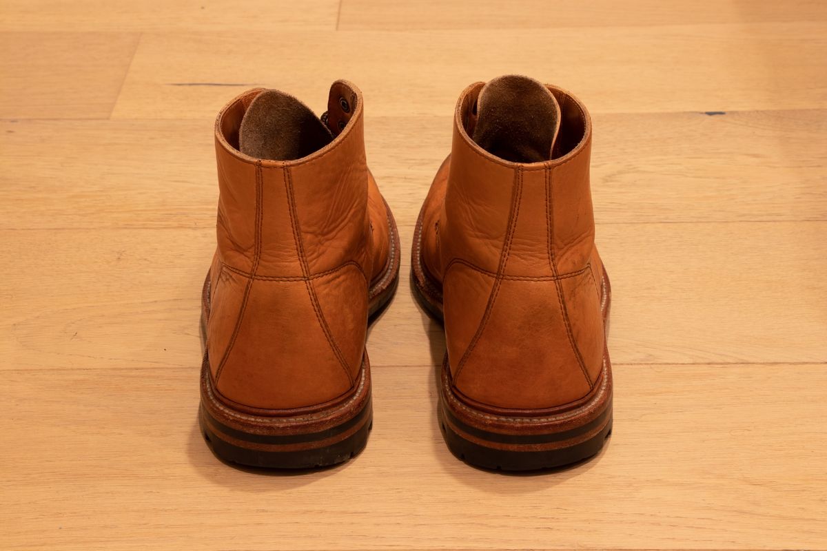 Photo by hhand on January 6, 2023 of the Grant Stone Brass Boot in Horween English Tan Essex.