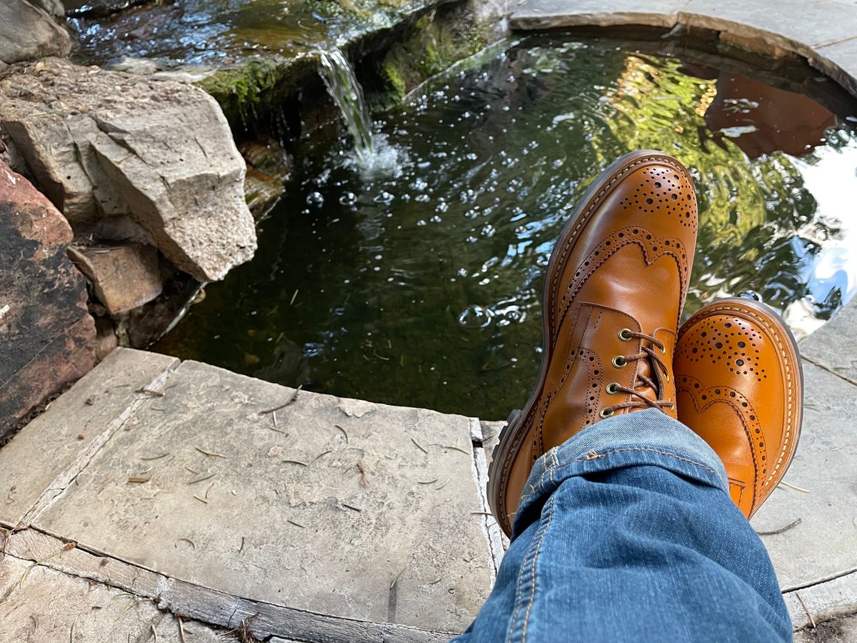 Photo by jack.mackrel on October 2, 2022 of the Tricker's Stow Country Boot in Acorn Antique.