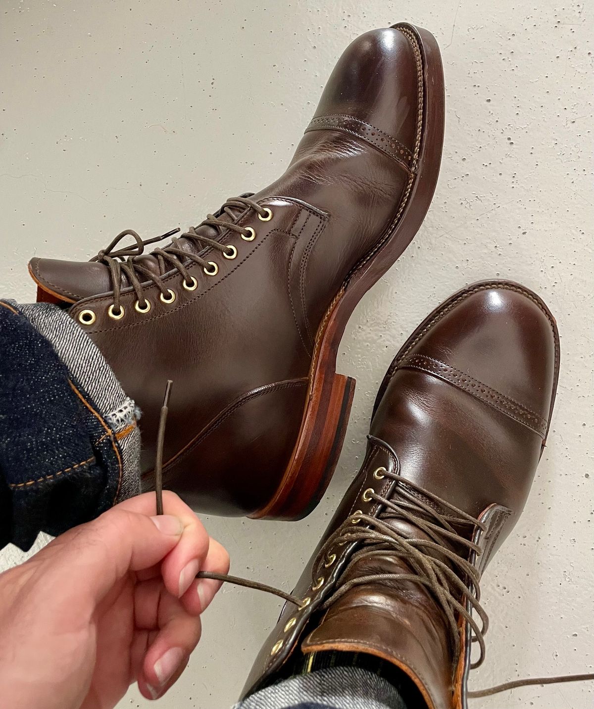 Photo by timdigo on December 25, 2023 of the Viberg Service Boot BCT in Gallun Caper Viking Calf.