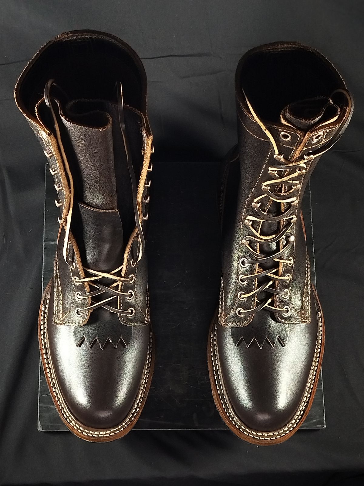 Photo by a1moyer on November 5, 2025 of the White's Custom Model in Horween Dark Brown Waxed Flesh & Seidel Brown Dress.