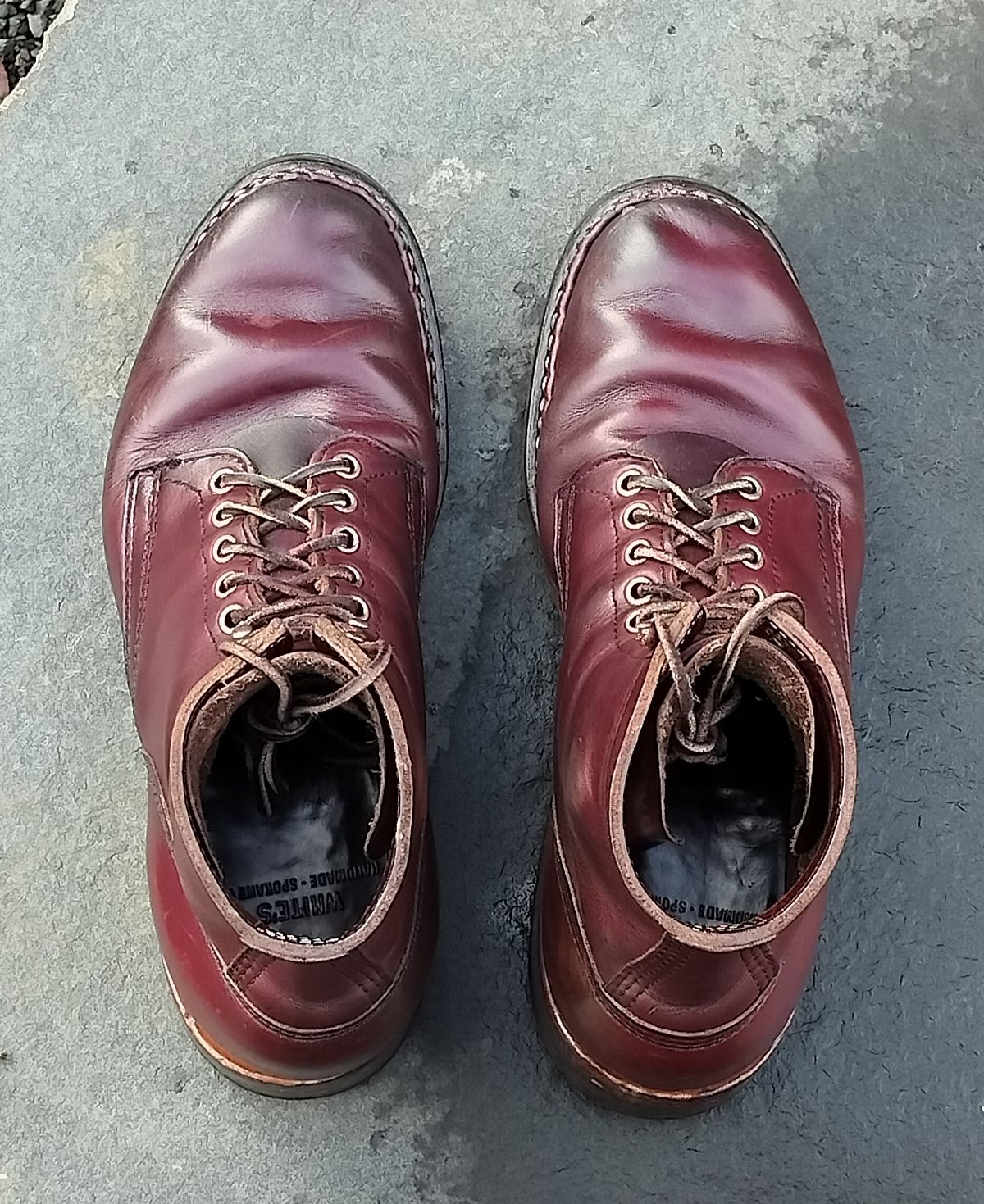 Photo by a1moyer on January 3, 2025 of the White's MP-Sherman Plain Toe in Horween Color 8 Chromexcel.