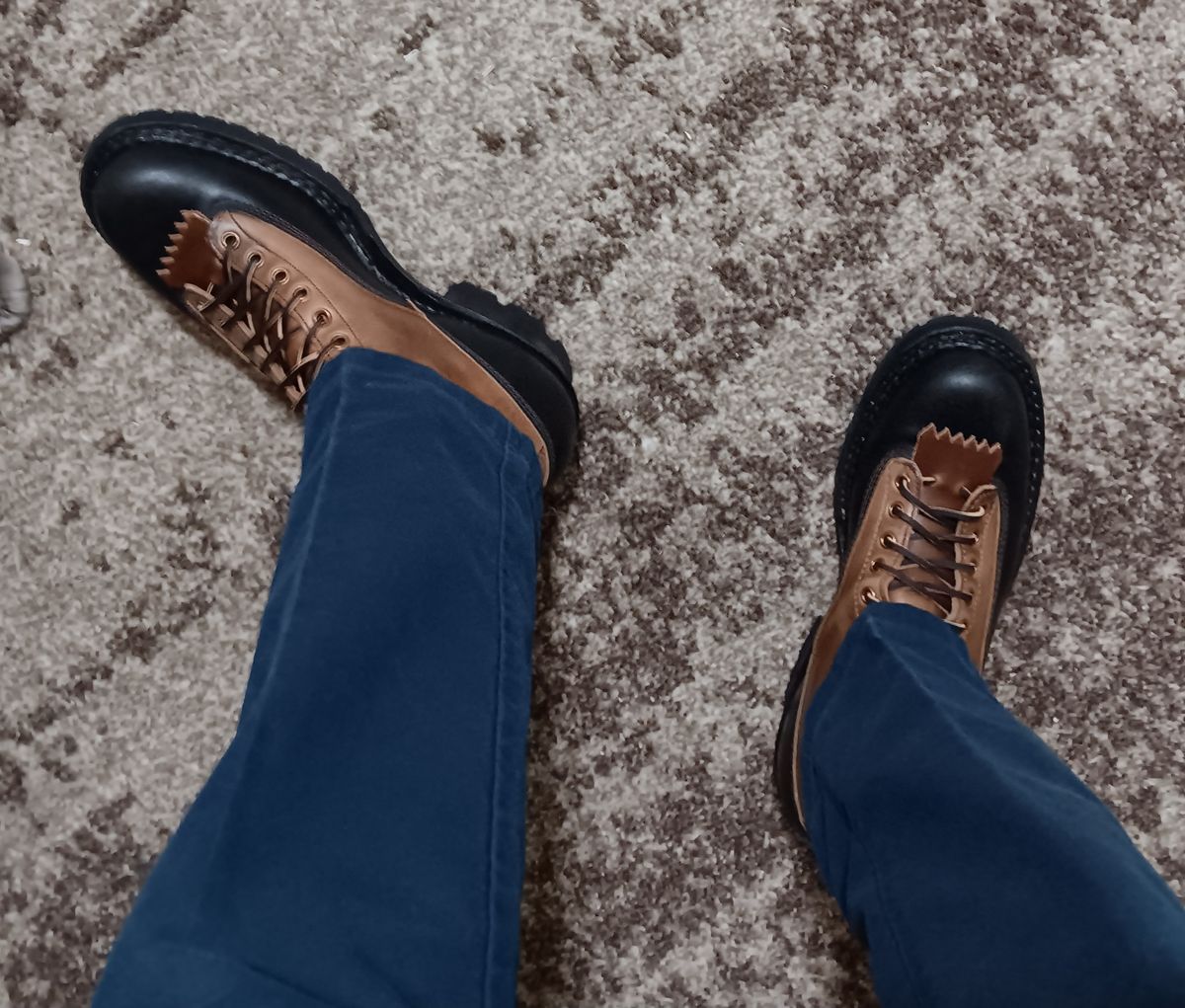 Photo by a1moyer on October 1, 2023 of the White's x Division Road LTT Logger 375 in Horween Black Waxed Flesh & Horween Natural Chromexcel.