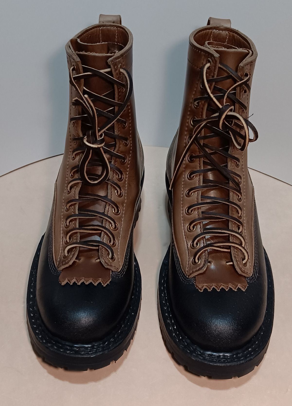 Photo by a1moyer on October 1, 2023 of the White's x Division Road LTT Logger 375 in Horween Black Waxed Flesh & Horween Natural Chromexcel.