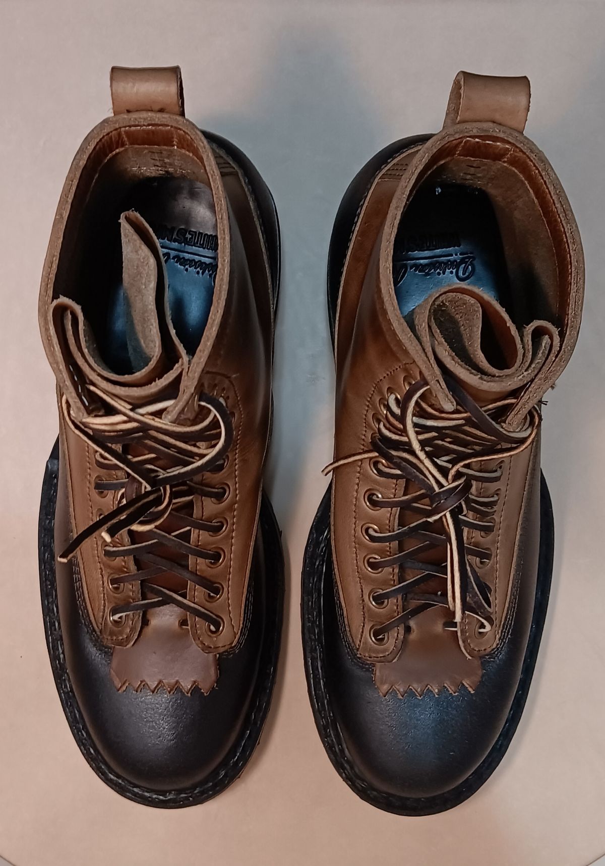 Photo by a1moyer on October 1, 2023 of the White's x Division Road LTT Logger 375 in Horween Black Waxed Flesh & Horween Natural Chromexcel.