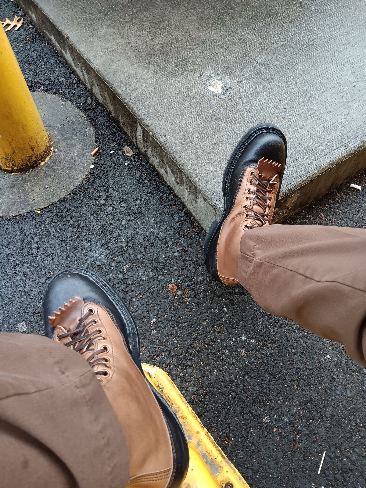 Photo by a1moyer on October 3, 2023 of the White's x Division Road LTT Logger 375 in Horween Black Waxed Flesh & Horween Natural Chromexcel.