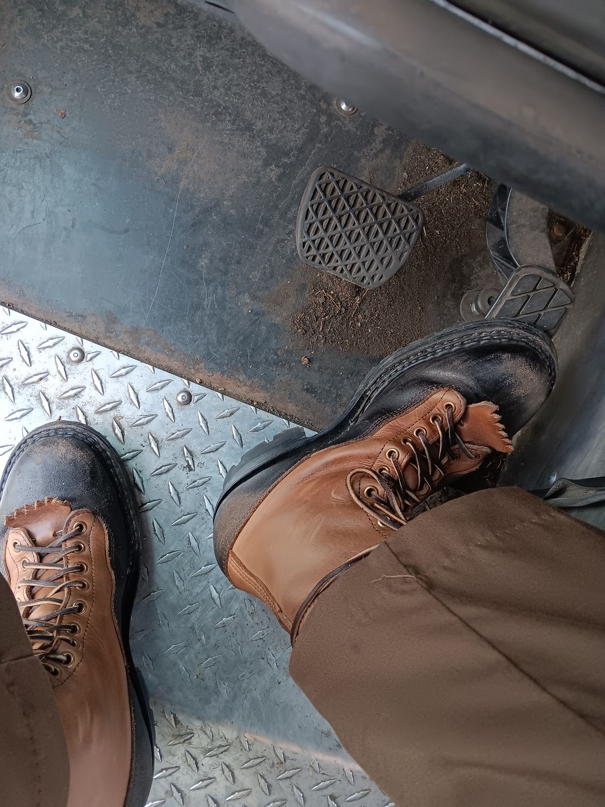 Photo by a1moyer on October 11, 2023 of the White's x Division Road LTT Logger 375 in Horween Black Waxed Flesh & Horween Natural Chromexcel.