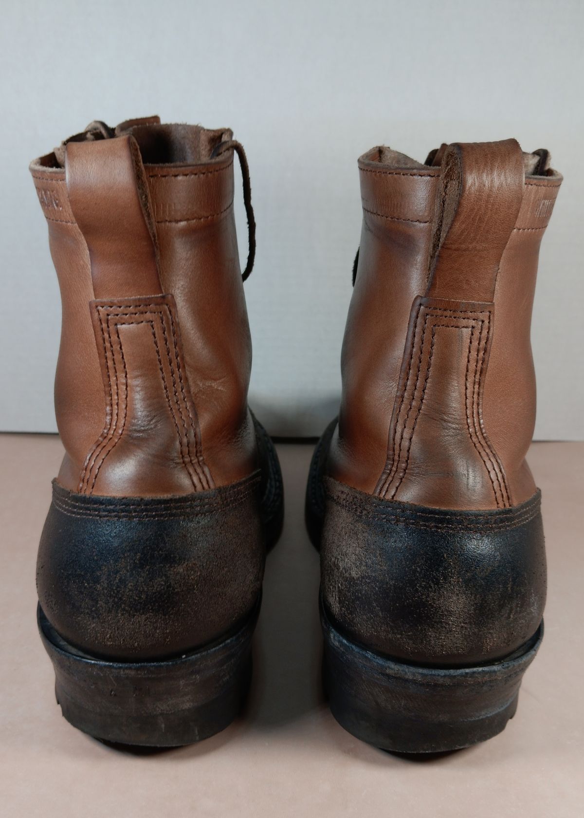 Photo by a1moyer on November 1, 2023 of the White's x Division Road LTT Logger 375 in Horween Black Waxed Flesh & Horween Natural Chromexcel.