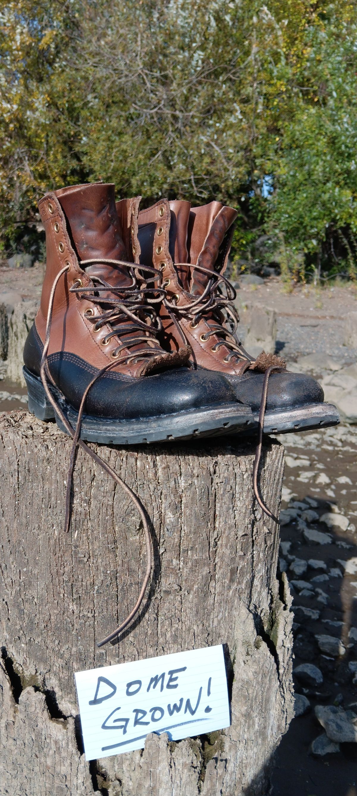 Photo by a1moyer on November 1, 2023 of the White's x Division Road LTT Logger 375 in Horween Black Waxed Flesh & Horween Natural Chromexcel.