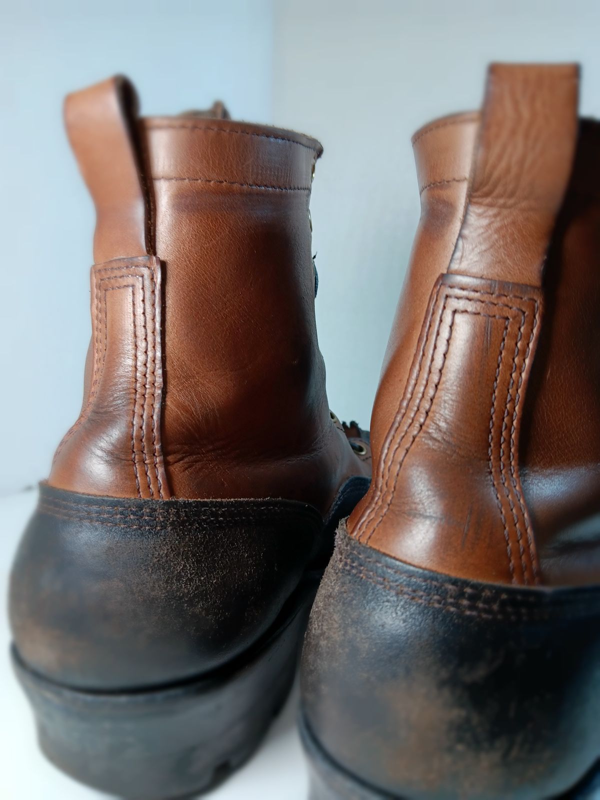 Photo by a1moyer on November 13, 2023 of the White's x Division Road LTT Logger 375 in Horween Black Waxed Flesh & Horween Natural Chromexcel.