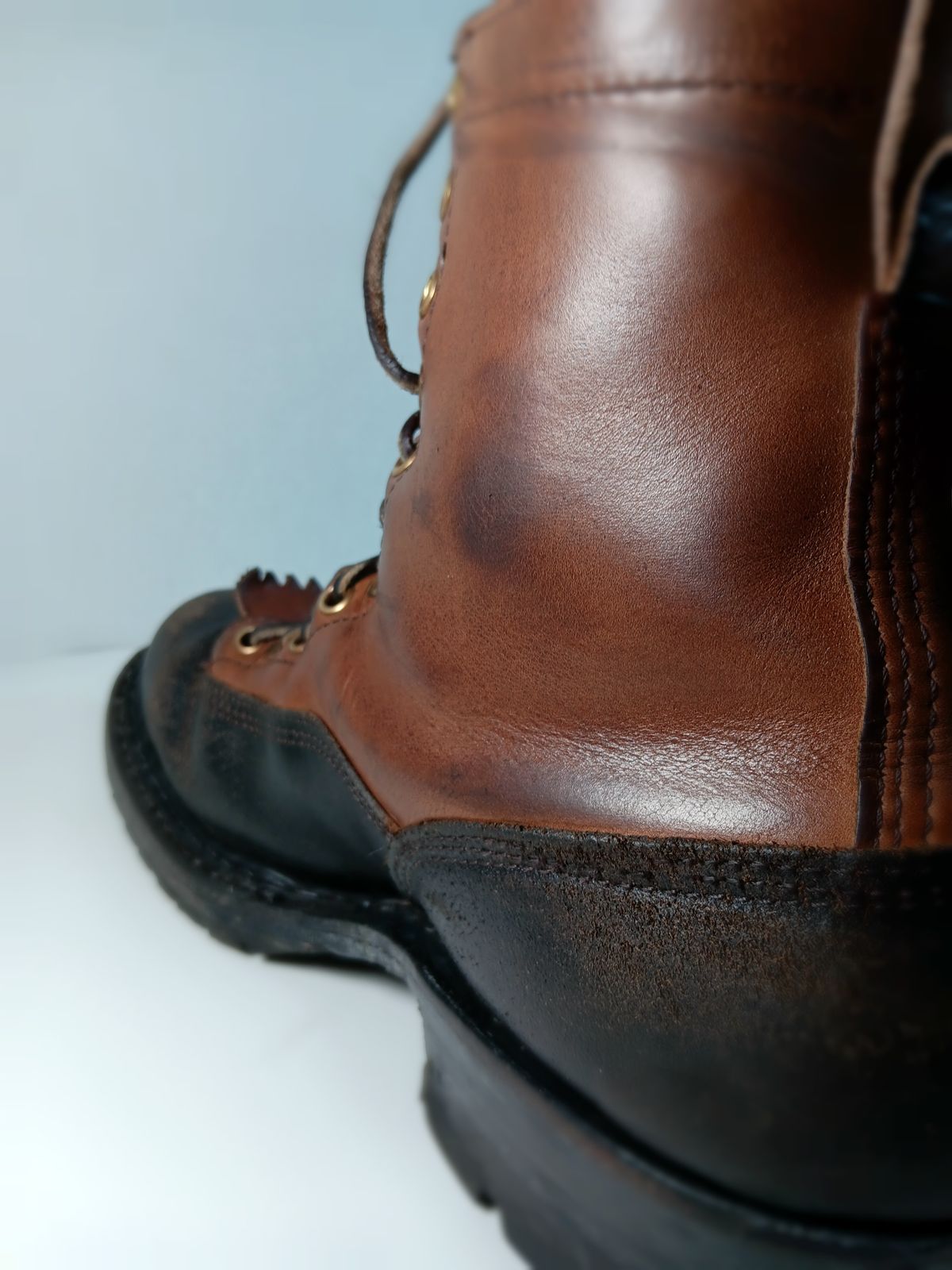 Photo by a1moyer on November 13, 2023 of the White's x Division Road LTT Logger 375 in Horween Black Waxed Flesh & Horween Natural Chromexcel.