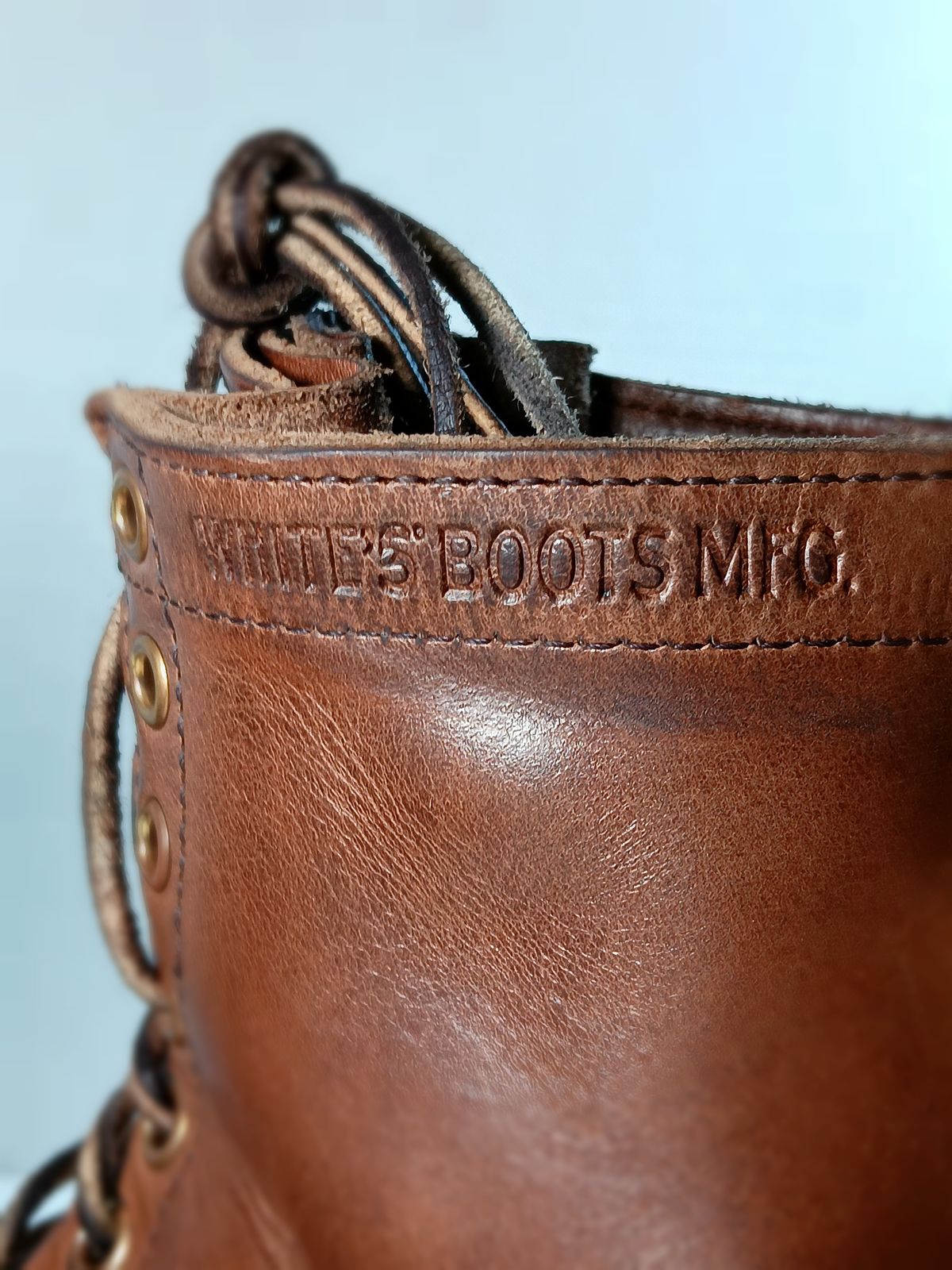 Photo by a1moyer on November 13, 2023 of the White's x Division Road LTT Logger 375 in Horween Black Waxed Flesh & Horween Natural Chromexcel.