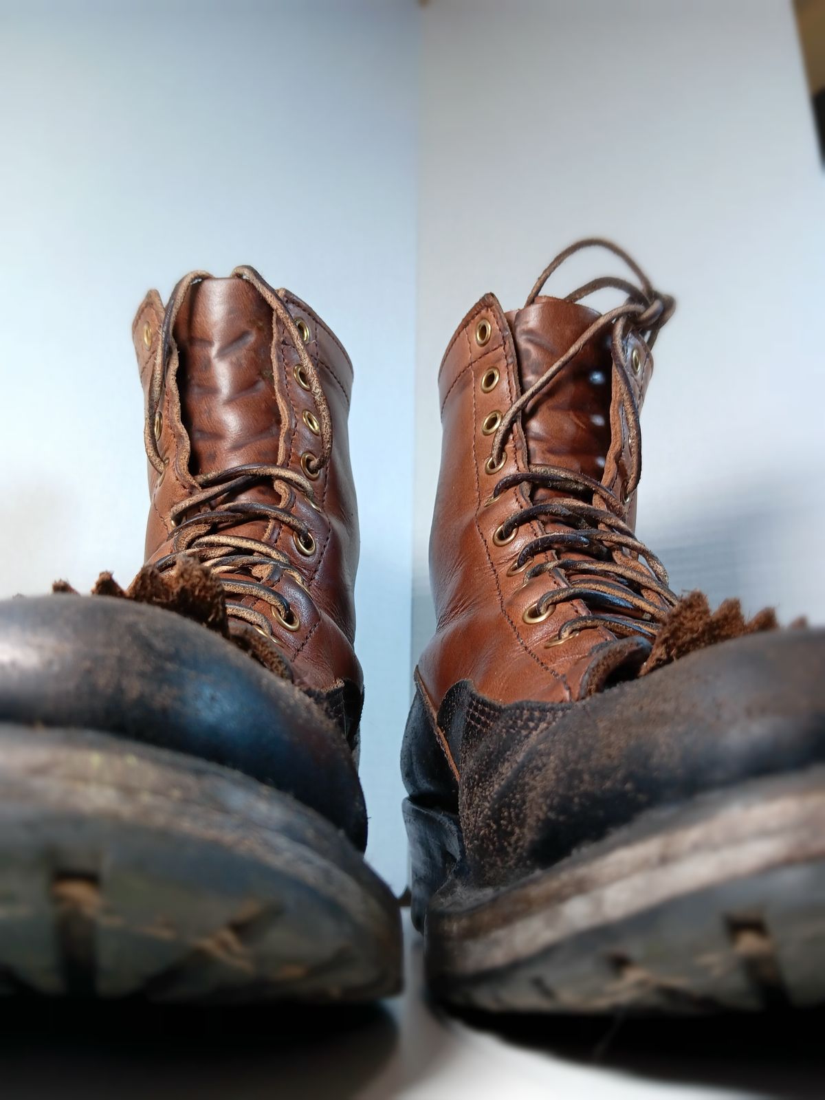 Photo by a1moyer on November 13, 2023 of the White's x Division Road LTT Logger 375 in Horween Black Waxed Flesh & Horween Natural Chromexcel.