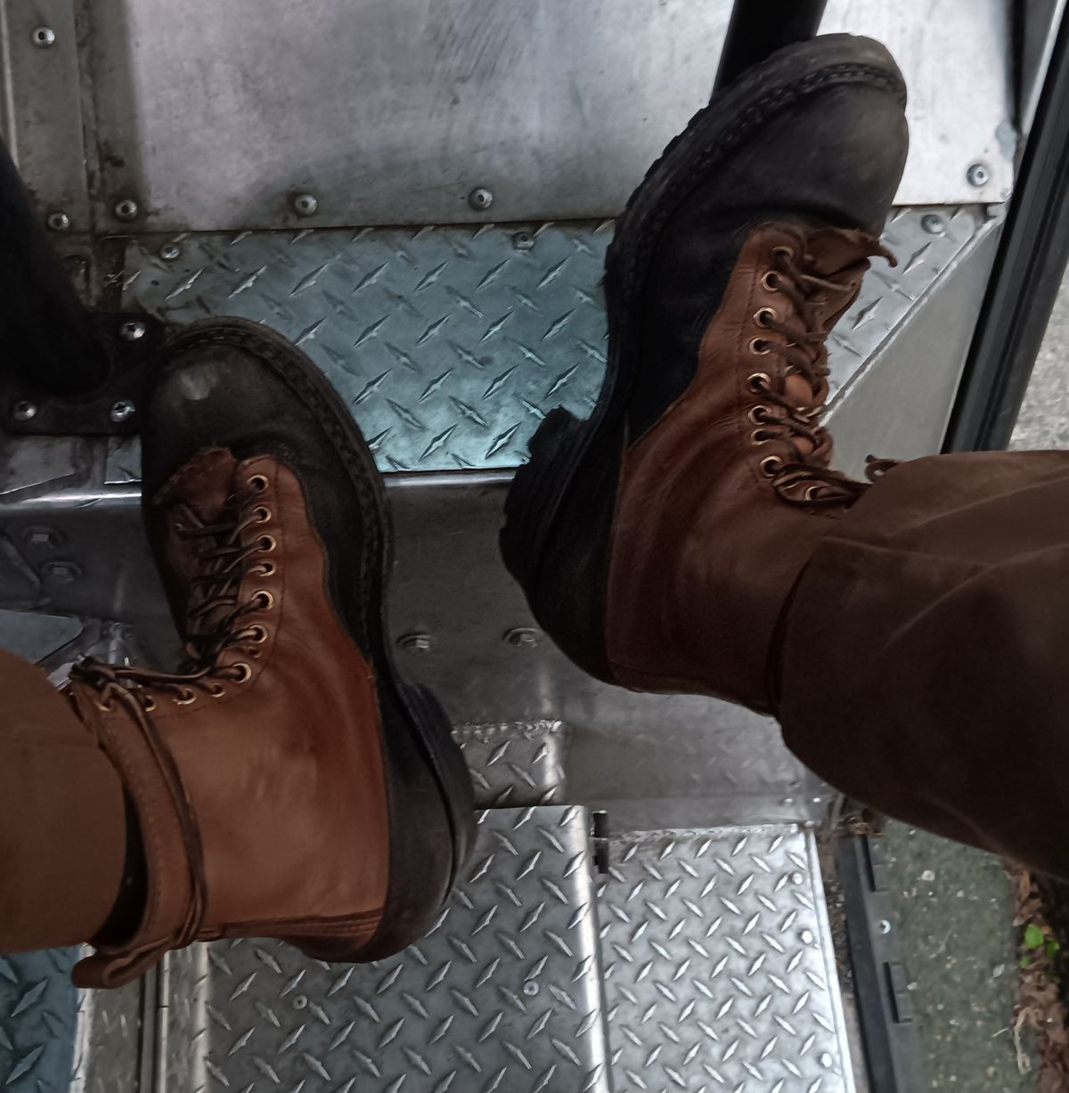 Photo by a1moyer on November 18, 2023 of the White's x Division Road LTT Logger 375 in Horween Black Waxed Flesh & Horween Natural Chromexcel.