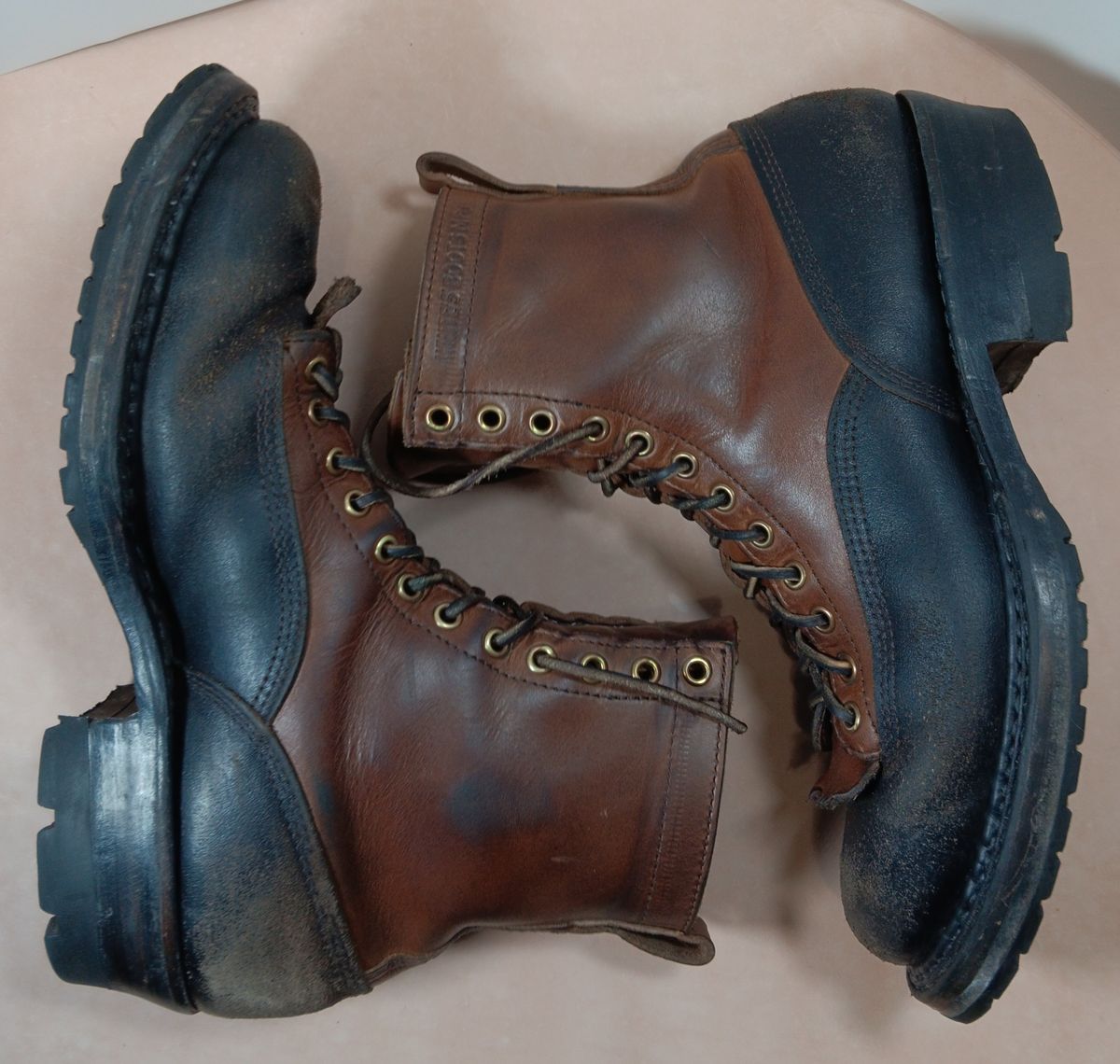 Photo by a1moyer on December 4, 2023 of the White's x Division Road LTT Logger 375 in Horween Black Waxed Flesh & Horween Natural Chromexcel.