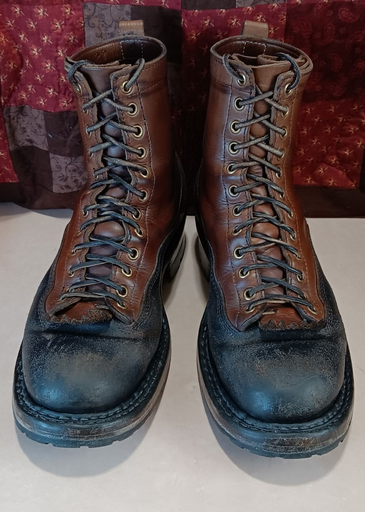 Photo by a1moyer on January 2, 2024 of the White's x Division Road LTT Logger 375 in Horween Black Waxed Flesh & Horween Natural Chromexcel.