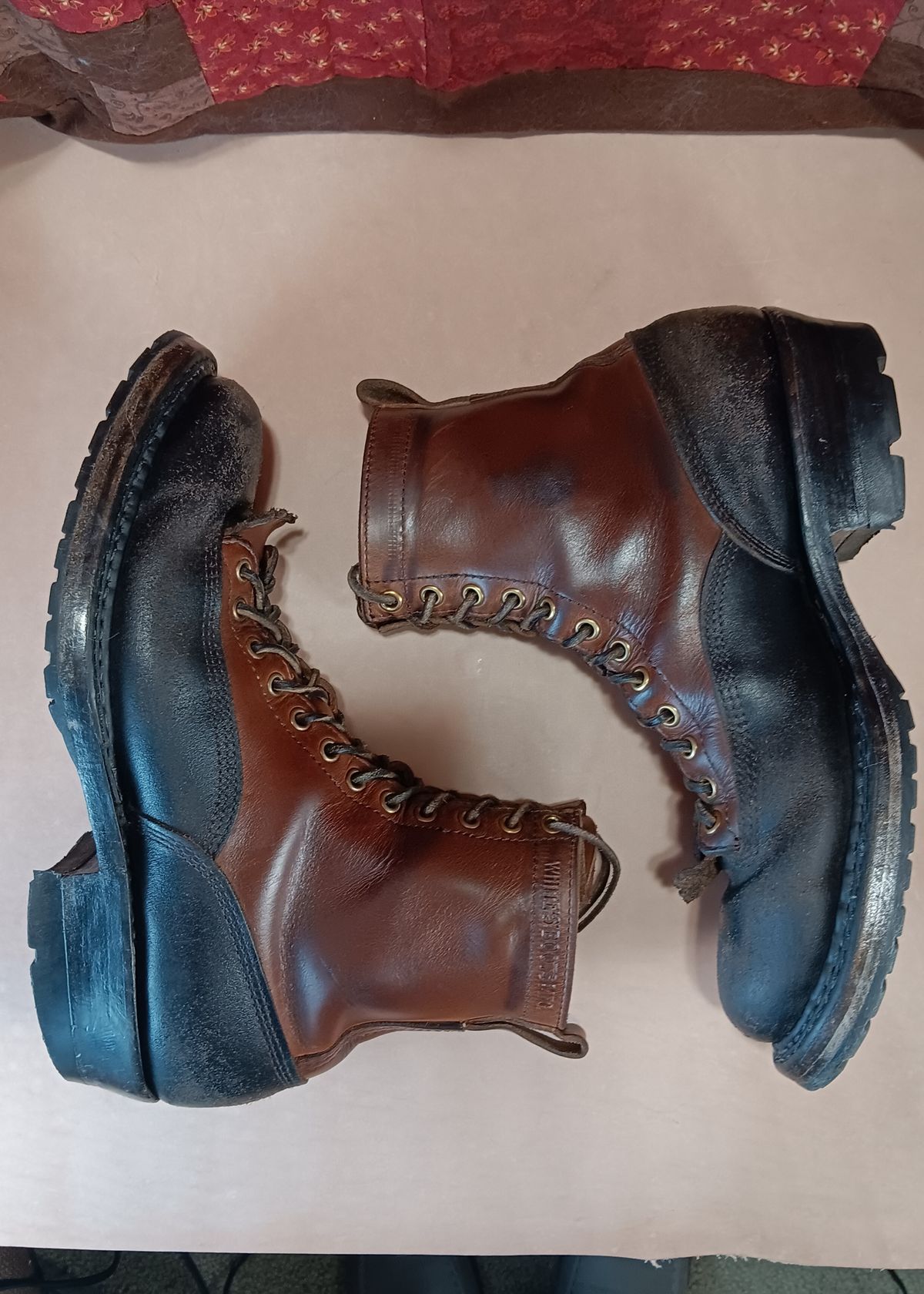 Photo by a1moyer on January 2, 2024 of the White's x Division Road LTT Logger 375 in Horween Black Waxed Flesh & Horween Natural Chromexcel.