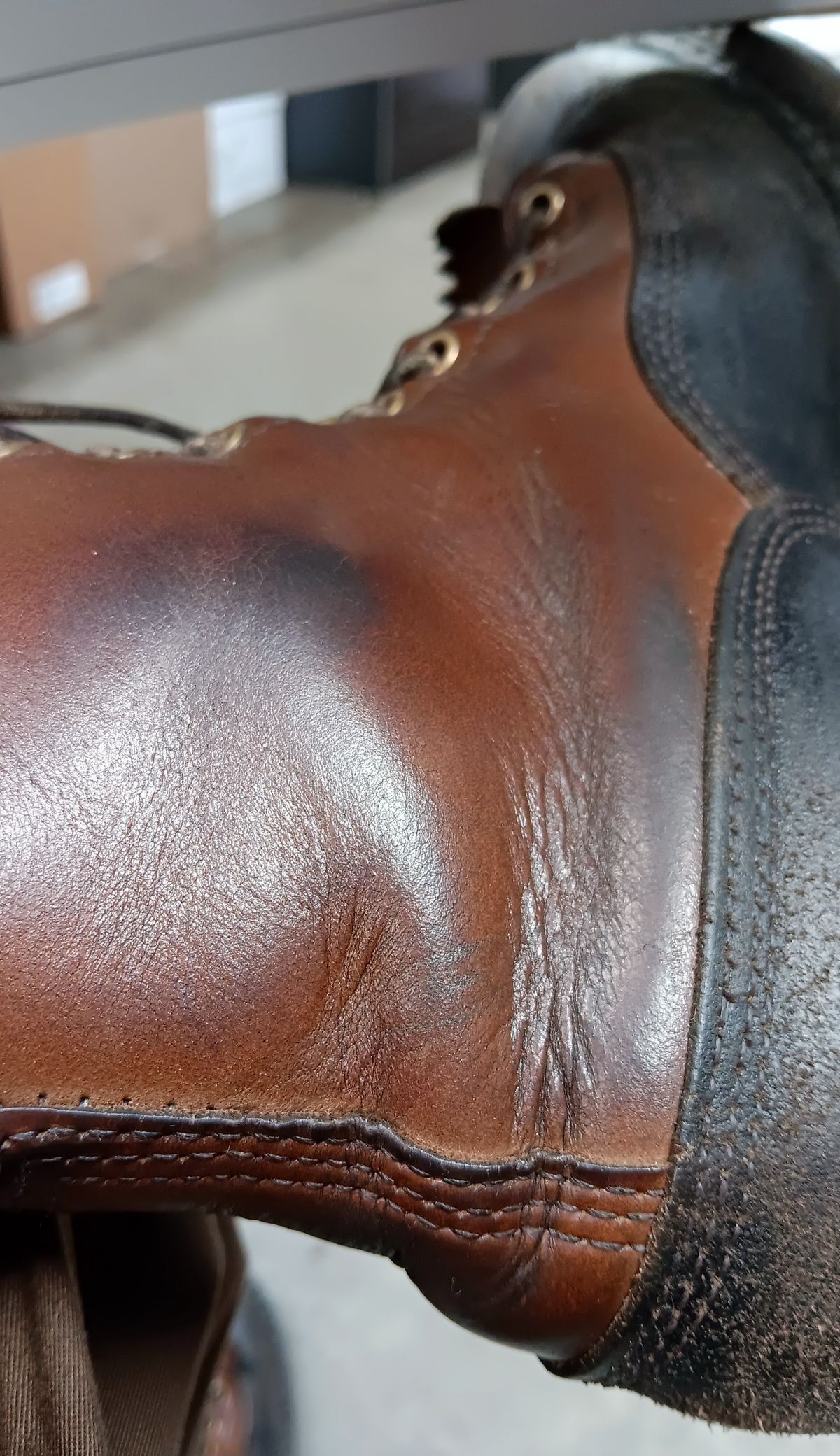 Photo by a1moyer on February 3, 2024 of the White's x Division Road LTT Logger 375 in Horween Black Waxed Flesh & Horween Natural Chromexcel.