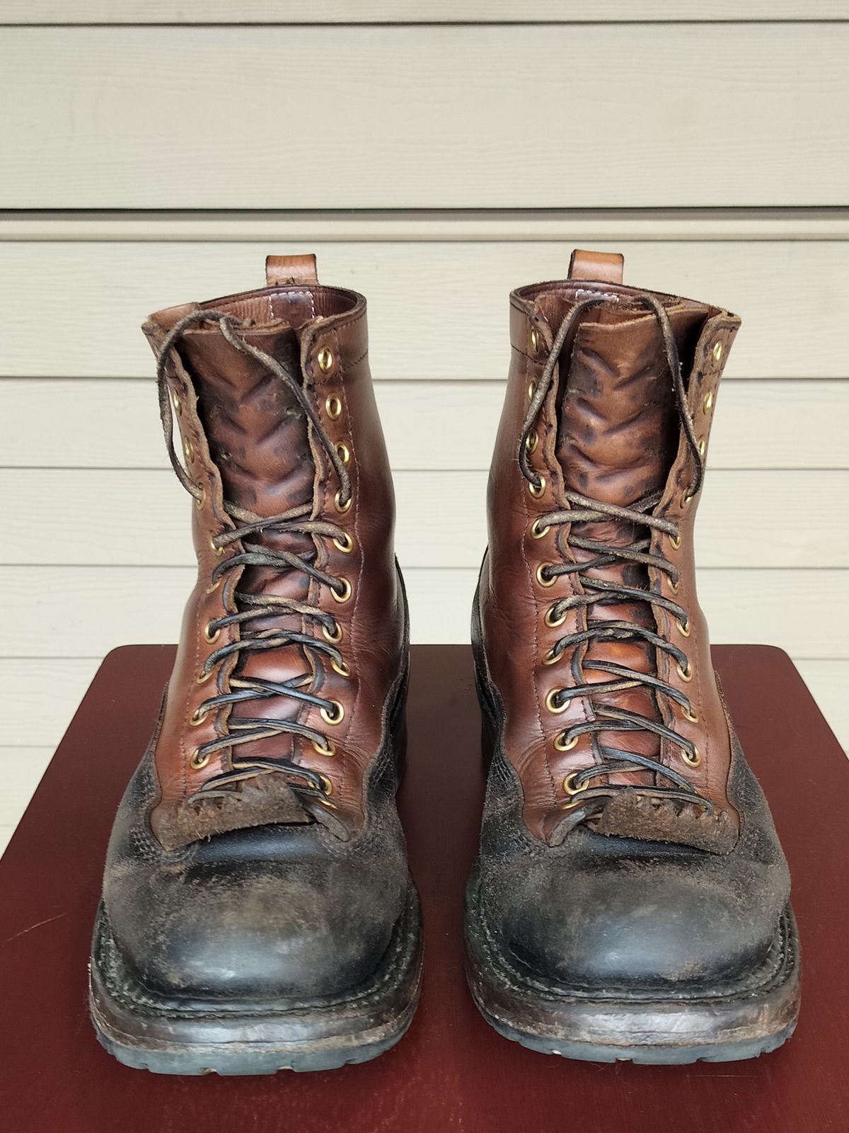 Photo by a1moyer on February 6, 2024 of the White's x Division Road LTT Logger 375 in Horween Black Waxed Flesh & Horween Natural Chromexcel.
