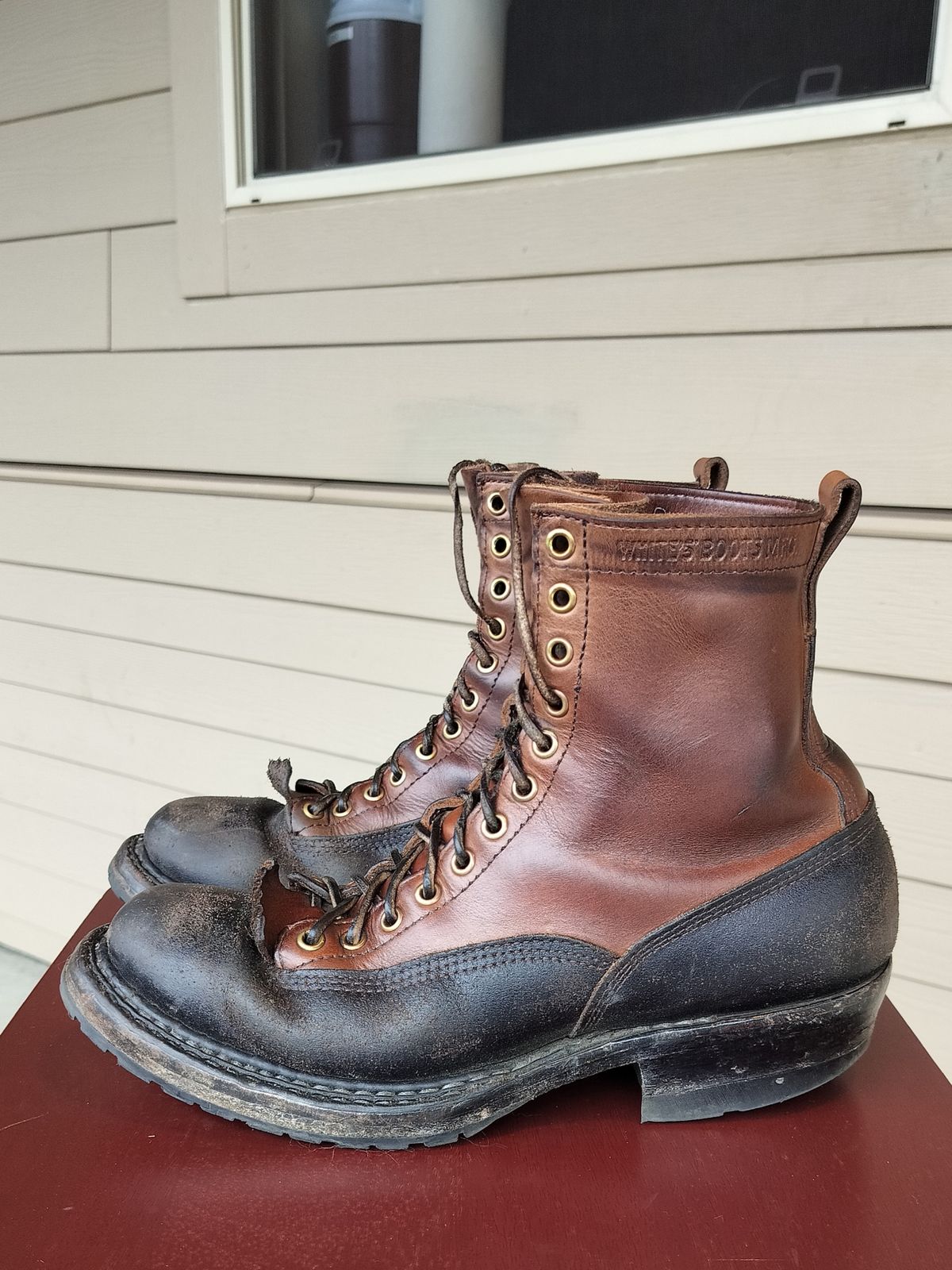Photo by a1moyer on February 6, 2024 of the White's x Division Road LTT Logger 375 in Horween Black Waxed Flesh & Horween Natural Chromexcel.