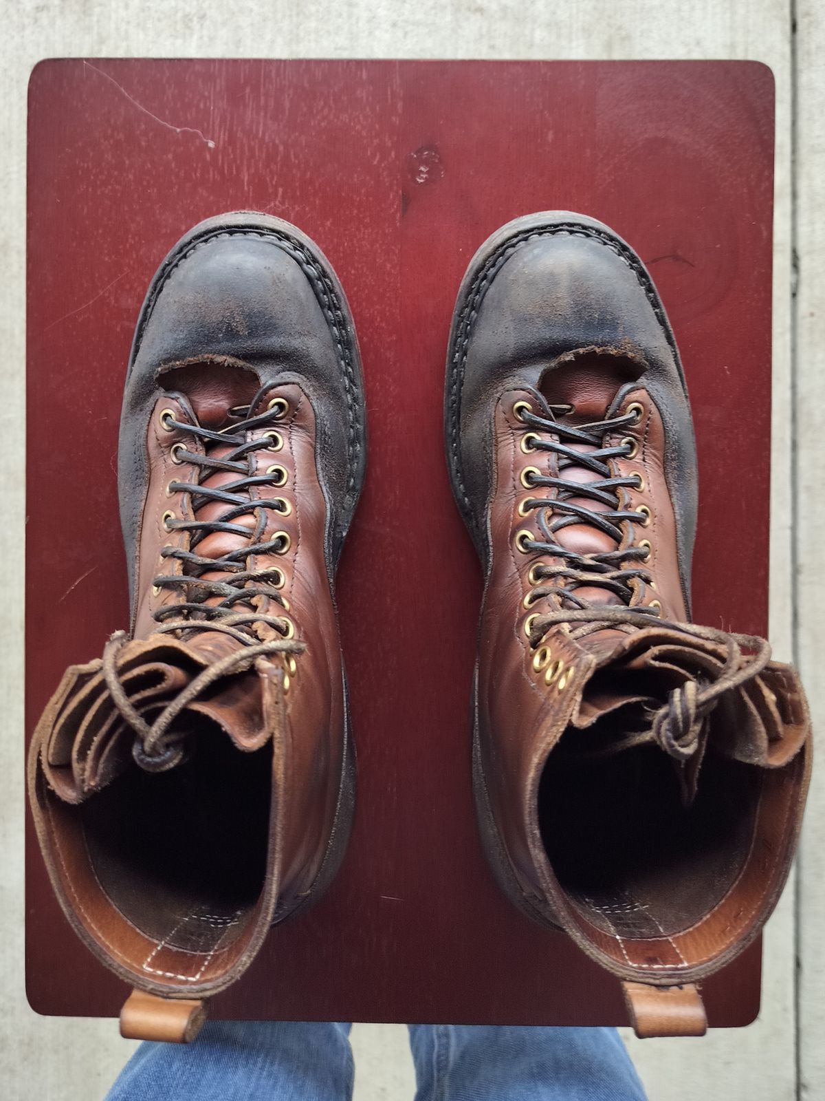 Photo by a1moyer on February 6, 2024 of the White's x Division Road LTT Logger 375 in Horween Black Waxed Flesh & Horween Natural Chromexcel.