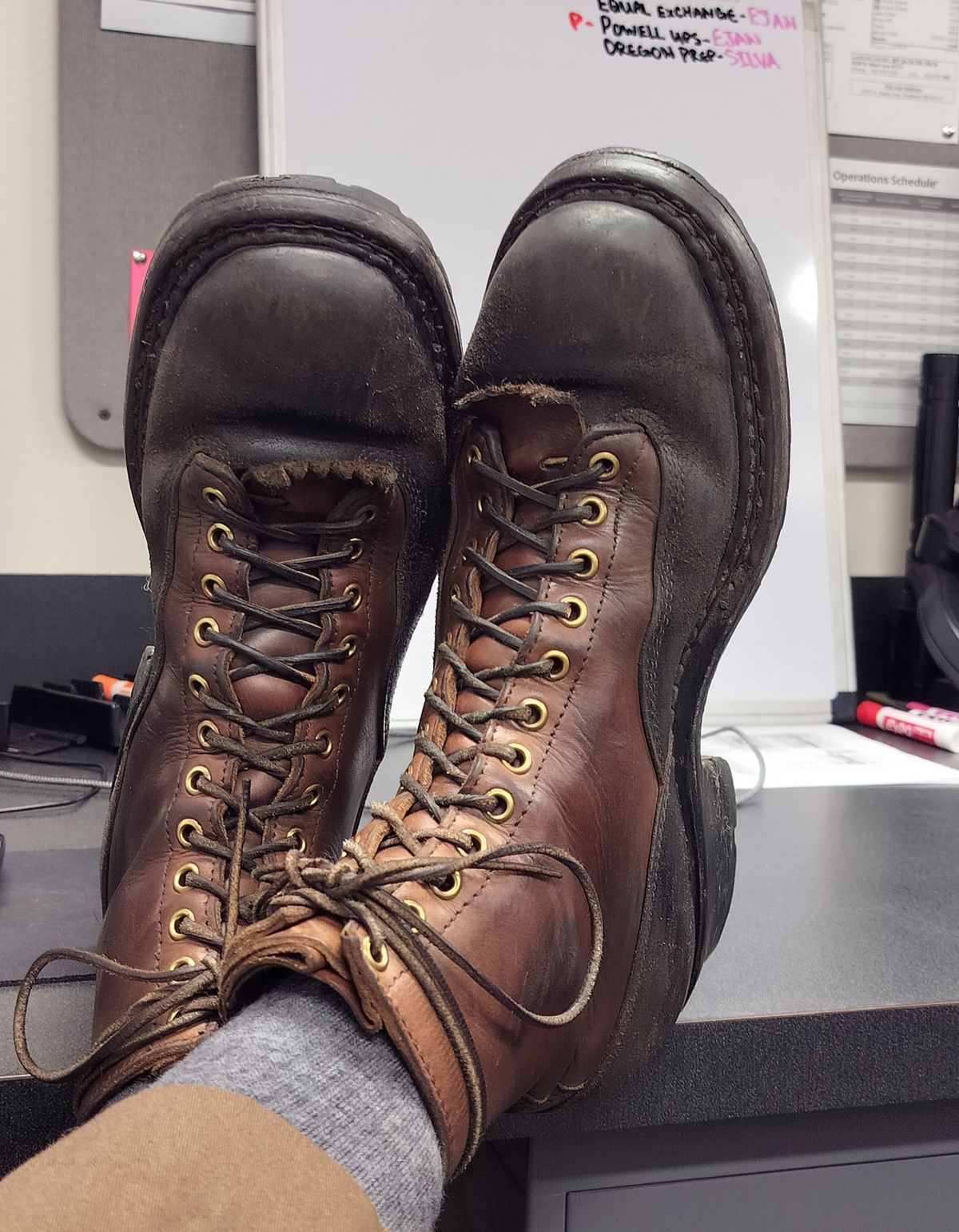 Photo by a1moyer on March 16, 2024 of the White's x Division Road LTT Logger 375 in Horween Black Waxed Flesh & Horween Natural Chromexcel.