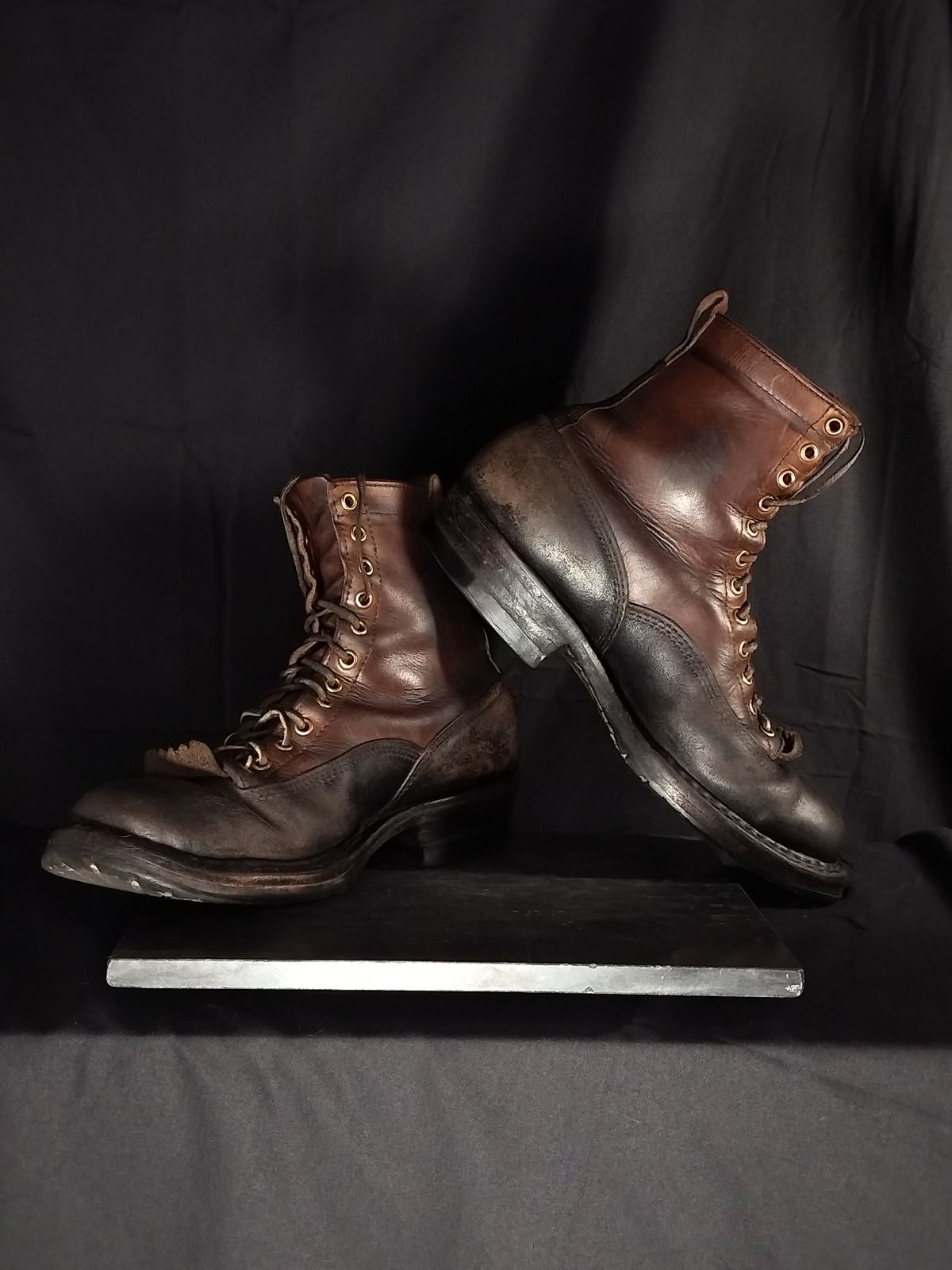Photo by a1moyer on September 1, 2025 of the White's x Division Road LTT Logger 375 in Horween Black Waxed Flesh & Horween Natural Chromexcel.