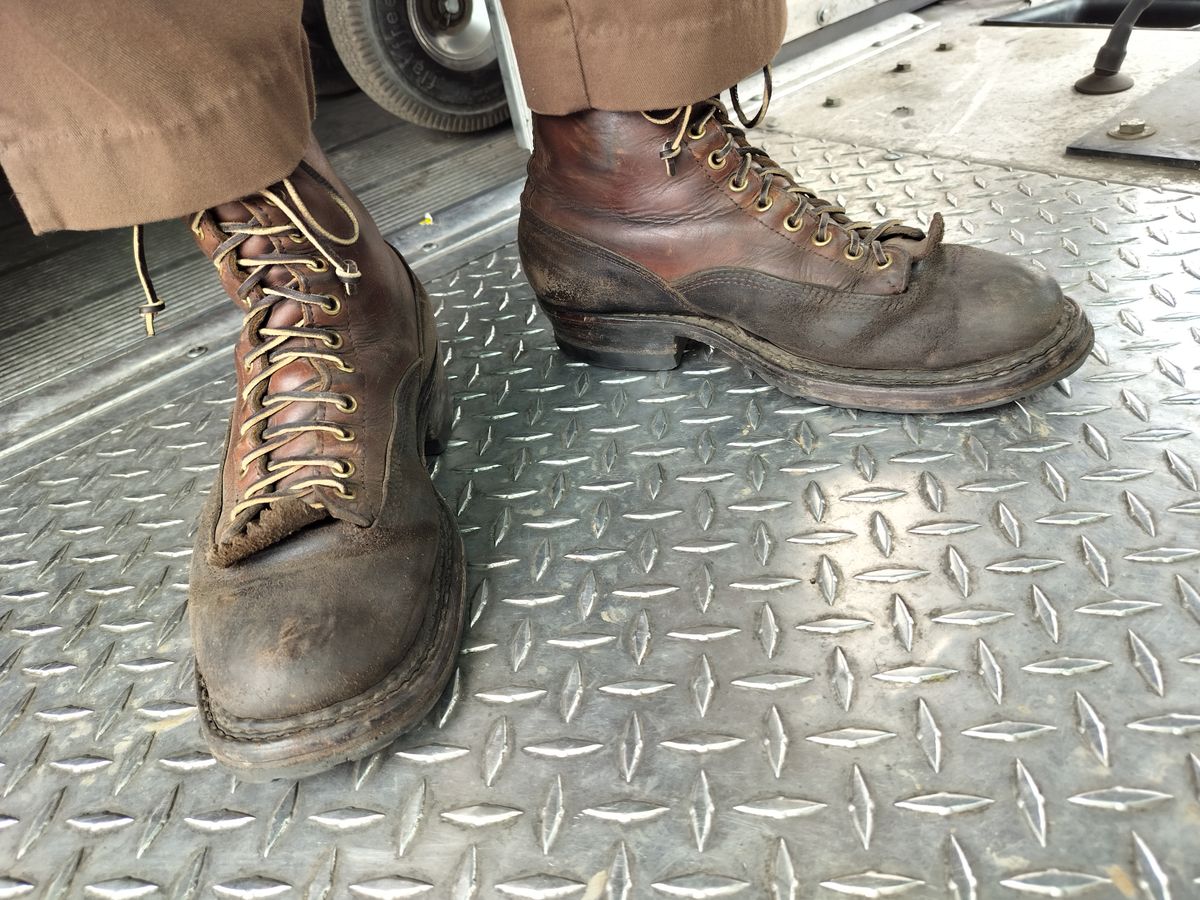 Photo by a1moyer on May 15, 2026 of the White's x Division Road LTT Logger 375 in Horween Black Waxed Flesh & Horween Natural Chromexcel.