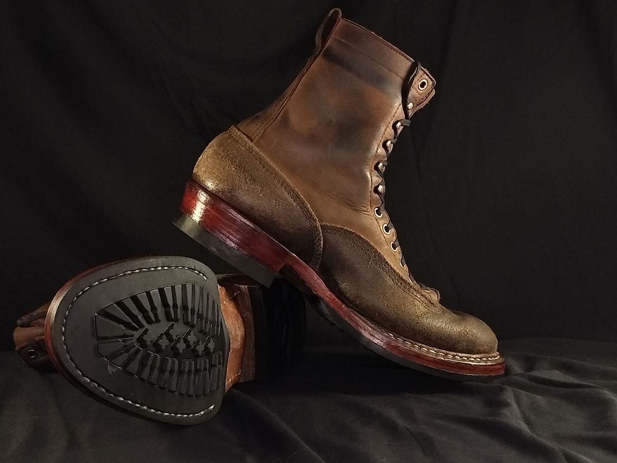 Photo by a1moyer on February 17, 2026 of the White's 375 LTT Construction Boot in Seidel Distressed Smooth & Horween Olive Waxed Flesh.