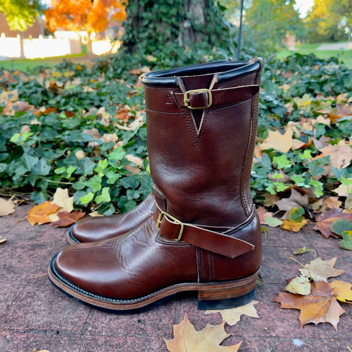 Photo by rawtofaded on November 5, 2025 of the Kreosote PaRLOR SkAR in Wickett & Craig Russet Harness with Kustom Color Treatment.