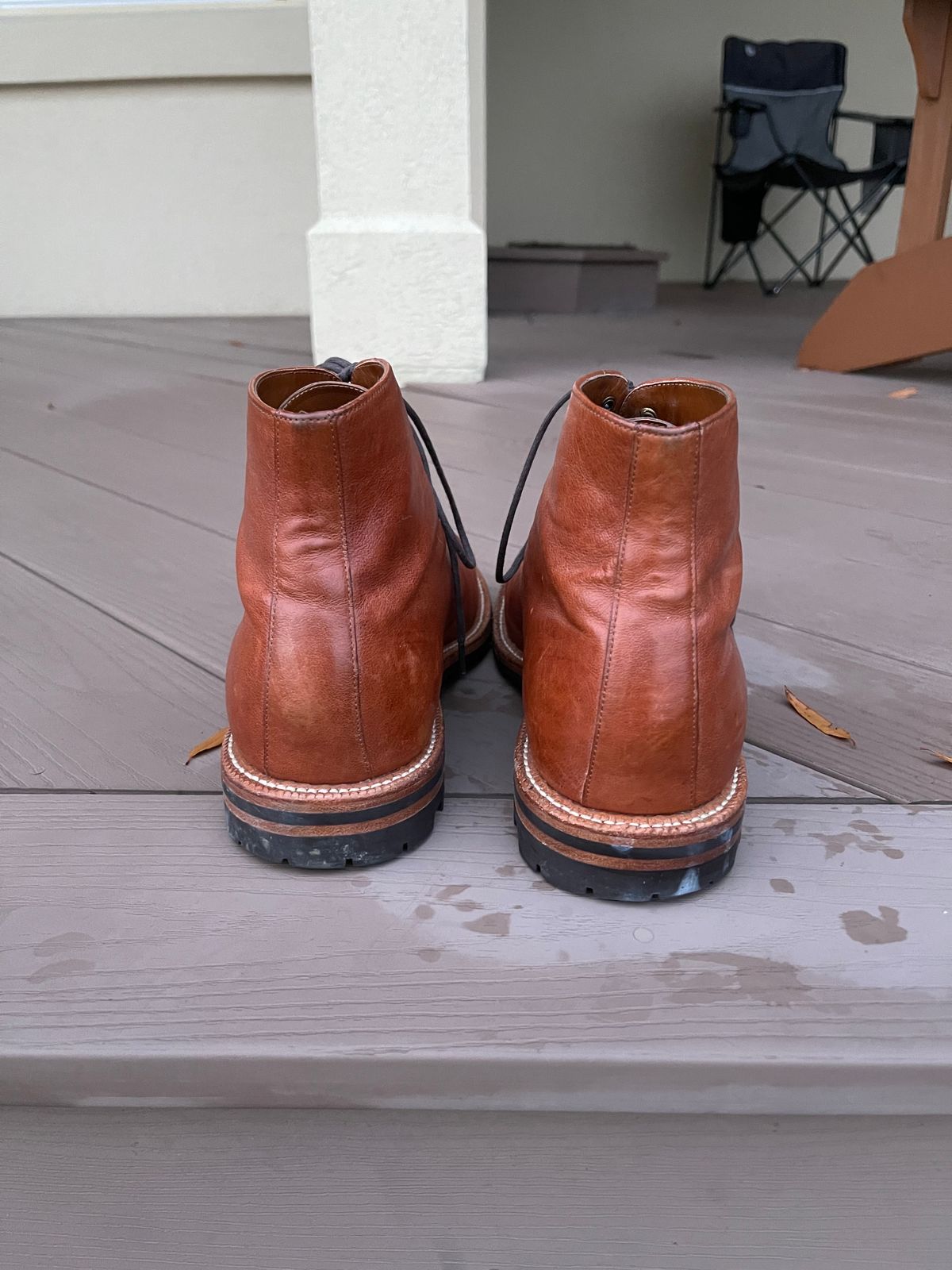 Photo by Btins on December 3, 2023 of the Grant Stone Edward Boot in Incas Rust Kangaroo.