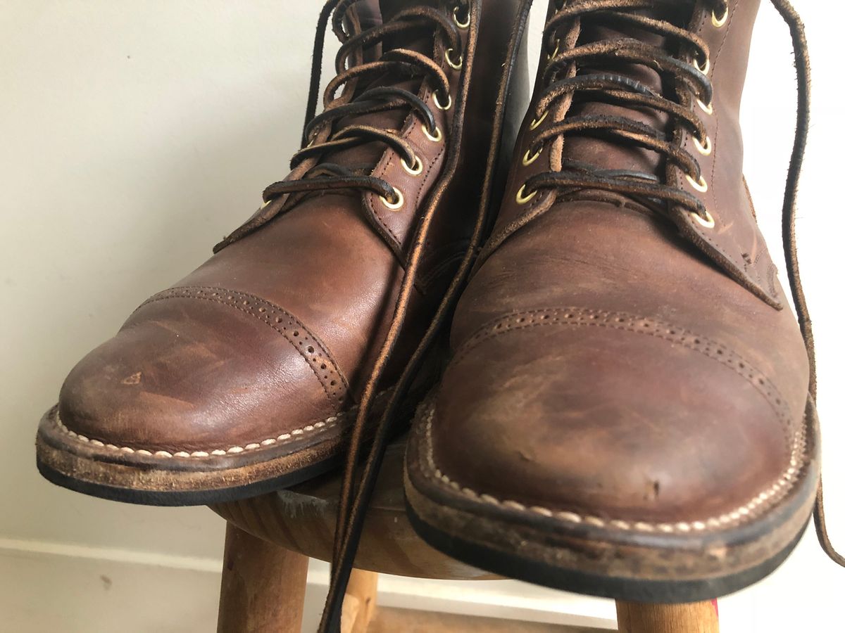Photo by mvilla on August 9, 2018 of the Viberg Service Boot PCT in Horween Crust Chromexcel.