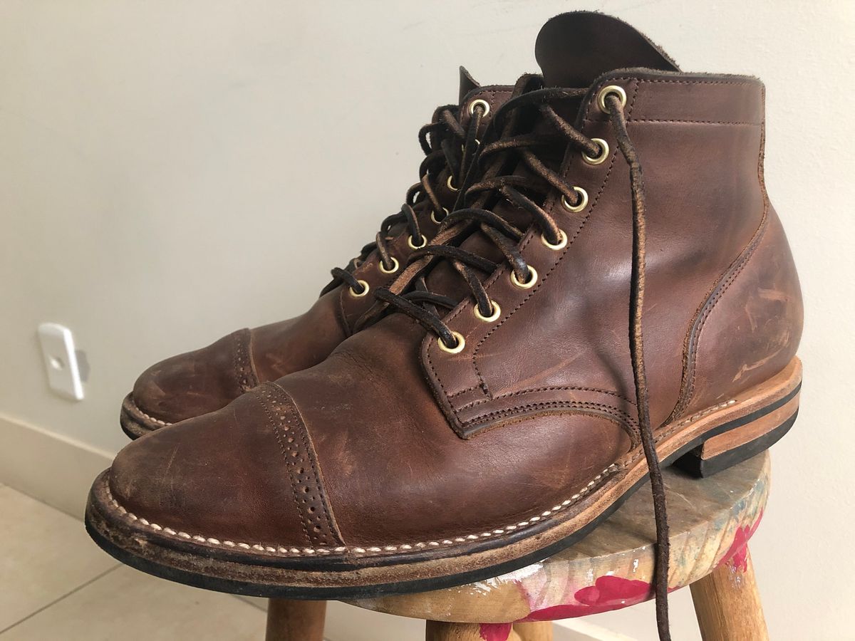 Photo by mvilla on August 9, 2018 of the Viberg Service Boot PCT in Horween Crust Chromexcel.